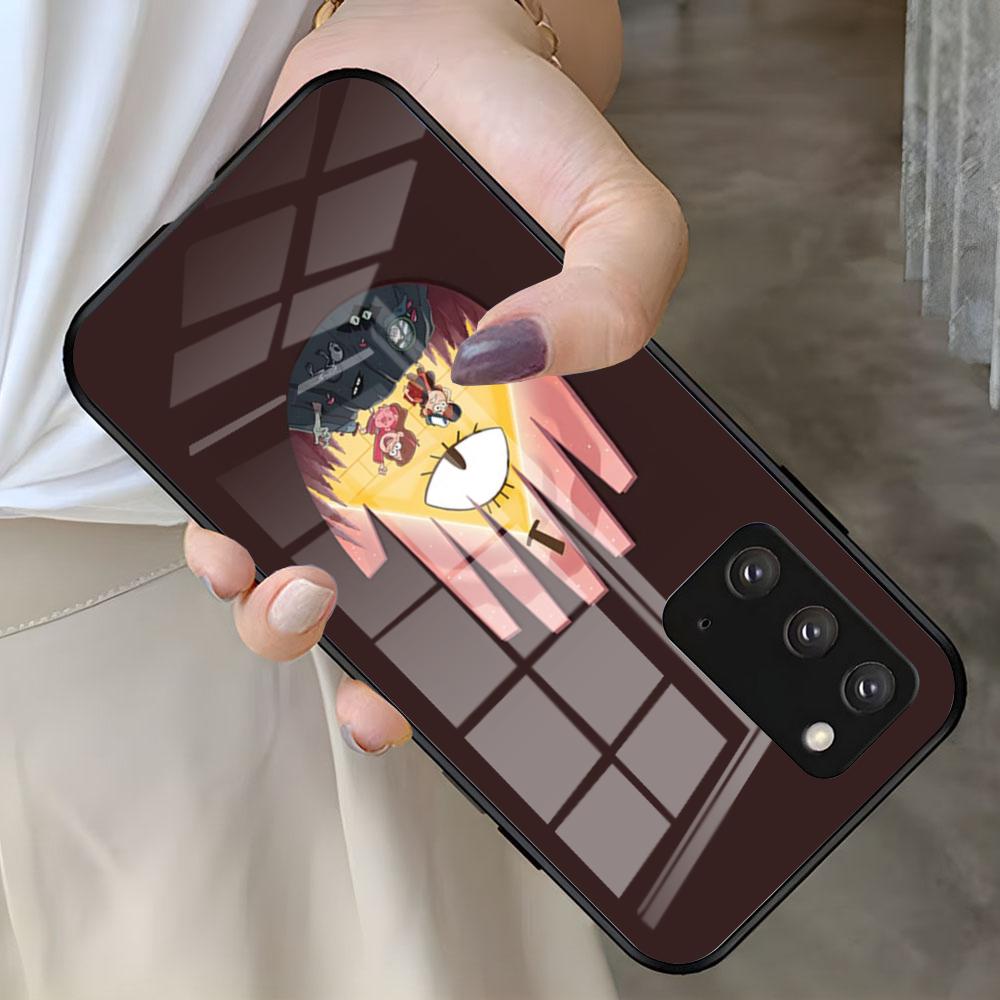 Мультяшный G-gravity Ретро F-falls Чехол для телефона Для Samsung S26 S25 S24 FE S23 S22 S21 Plus S20 Ultra Note20Ultra Черная стеклянная крышка