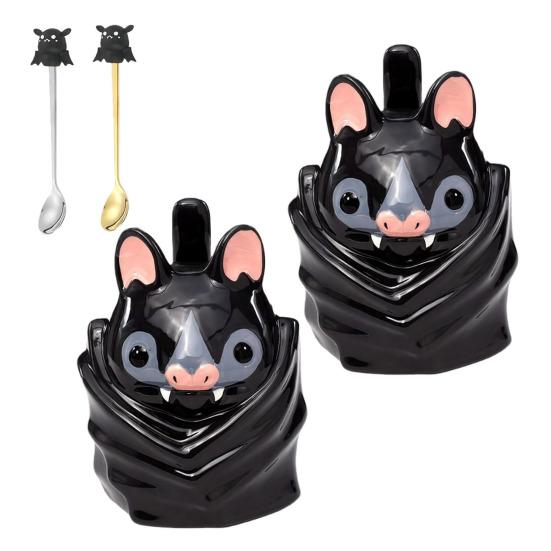 Кружка в форме летучей мыши, перевернутая вверх дном, милая 3D керамическая кофейная кружка с ручкой-хвостом, забавная новинка, кружка с животным, подарок для готического домашнего офисного декора