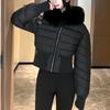 Fashion Woman Winter Short Coats Hooded Faux Fur Collar Thick Warm Parkas Casual Women's Jackets