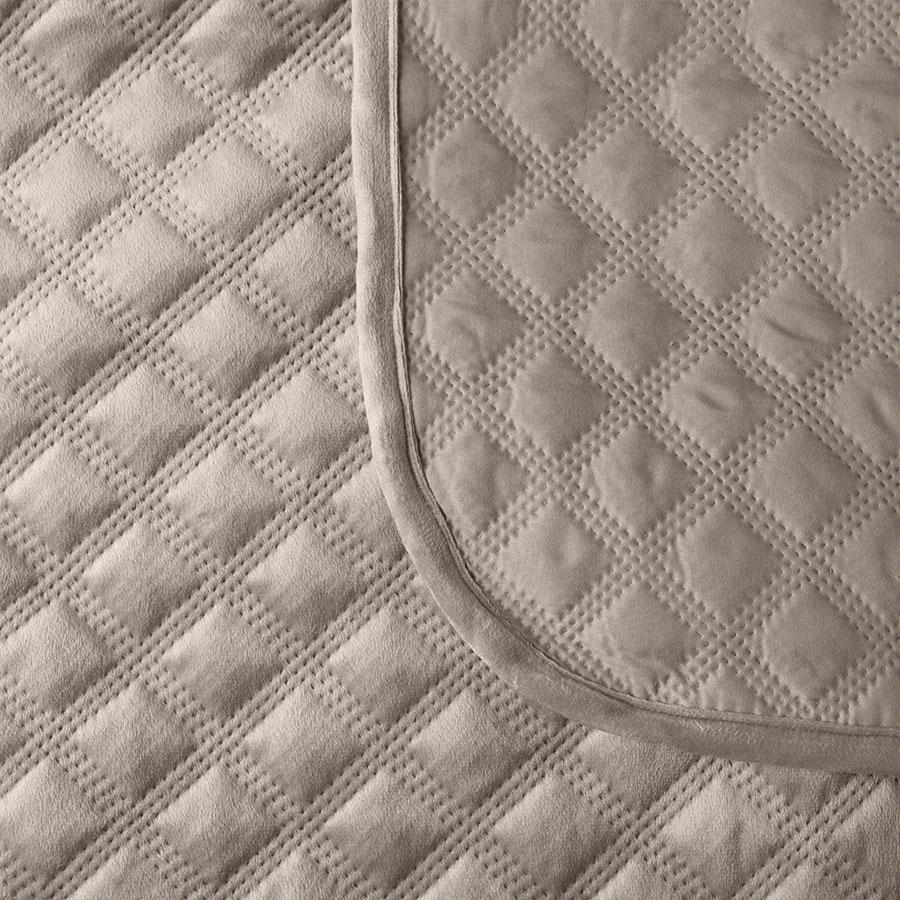 VELVI Bedspread 220x240cm - gray-beige elegance with a geometric pattern