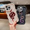 N73 Black Gold Snake Design Macaron Wavy Edge Phone Cases for iPhone 15 Pro Max Samsung A54 A14 S23 S24 S23 Ultra Redmi Note 13 Pro Shockproof Cover