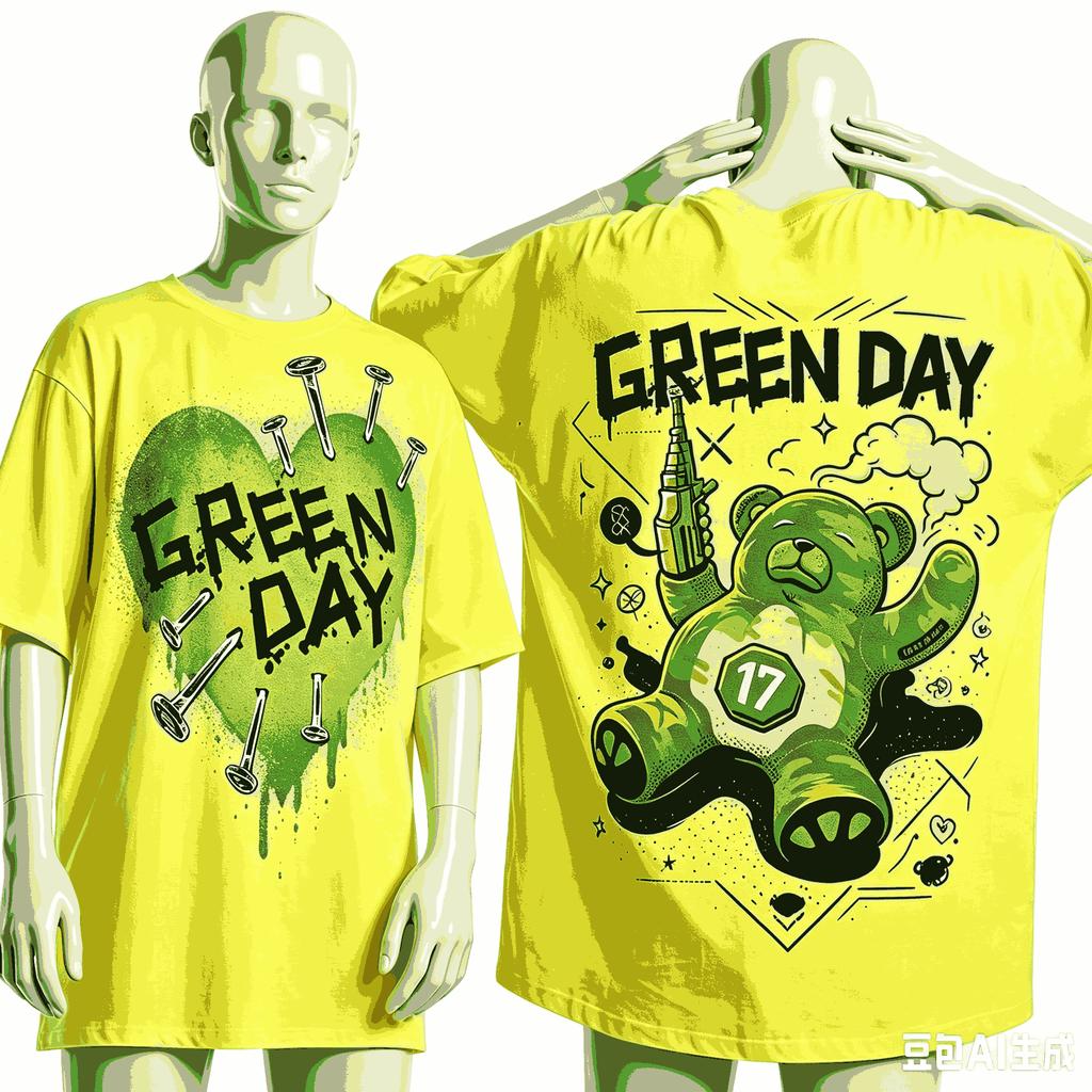 Green Day Футболка в подарок фанату Унисекс Унисекс Харадзюку Оверсайз Унисекс С коротким рукавом Уличная одежда Высокое качество Для пар Удобная Мягкая