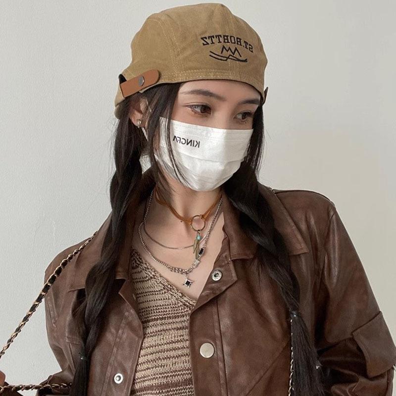 Korean Retro Anti-Forward Hat Women'S Casual Versatile Face Small Beret Artist Sunshade Cap