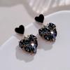 Korean Heart-Shaped Crystal Earrings: Slimming, Fresh, and Fashionable for Women