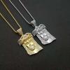 Hip Hop Iced Out Gold Silver Color Masked Jesus Face Pendant Necklace Jesus with Rhinestone Jewelry