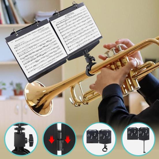 Trumpet Marching Lyre Adjustable Marching Band Lyre 360-degree Rotation Low Brass Lyre with Sheet Music Folder for Trumpet or Cornet