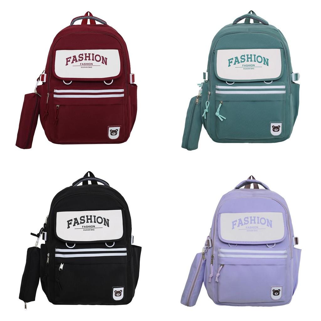 Fashion Print Letter Backpack With 16in Laptop Compartment Breathable School For