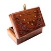 Handmade Wooden Jewelry Box for Women Wood Jewel Organizer Hand Carved with Intricate Carvings Gift Items - 6 Inches (Brown)
