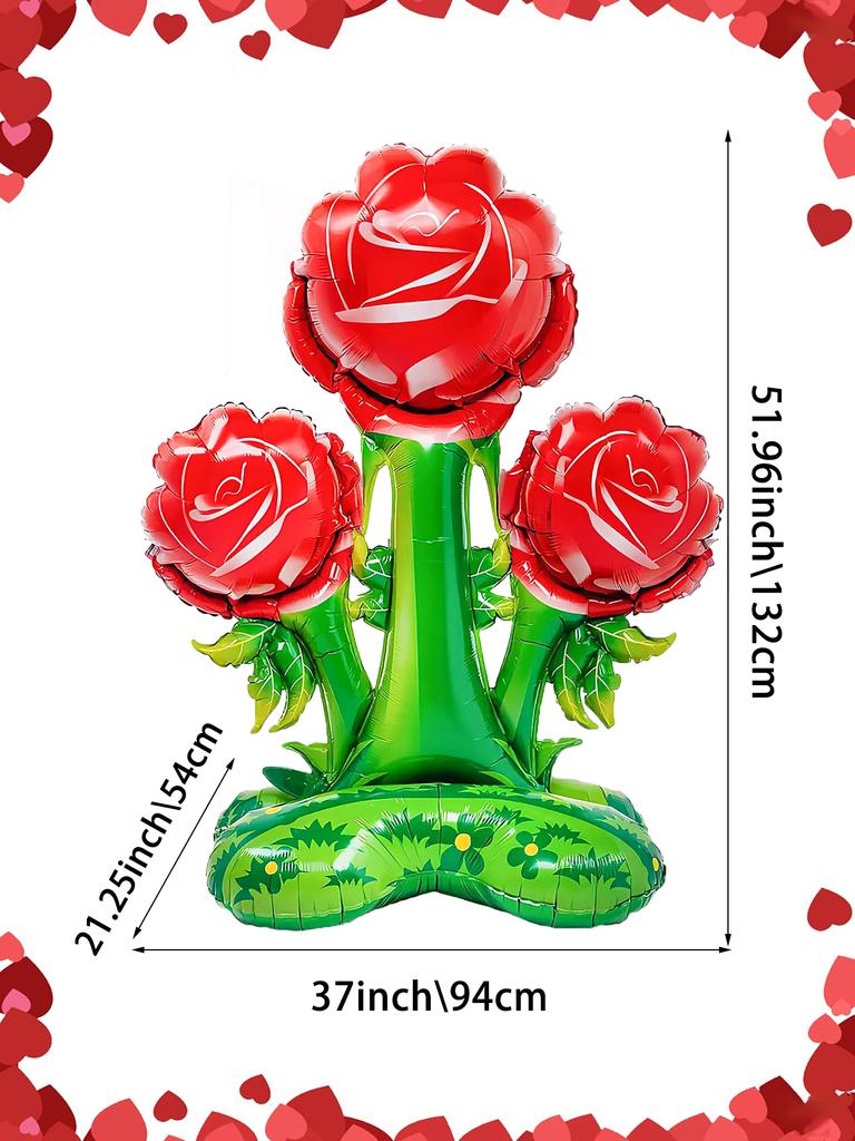 1шт-51 дюйм огромный вертикальный красный шар-роза, розовая роза фольгированный шар, для дня рождения, Дня святого Валентина