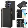 Кожаный чехол для Samsung Galaxy S24/Galaxy S25, 9 отделений для карт, кошелек на молнии, подставка, чехол для телефона с ремешком на запястье