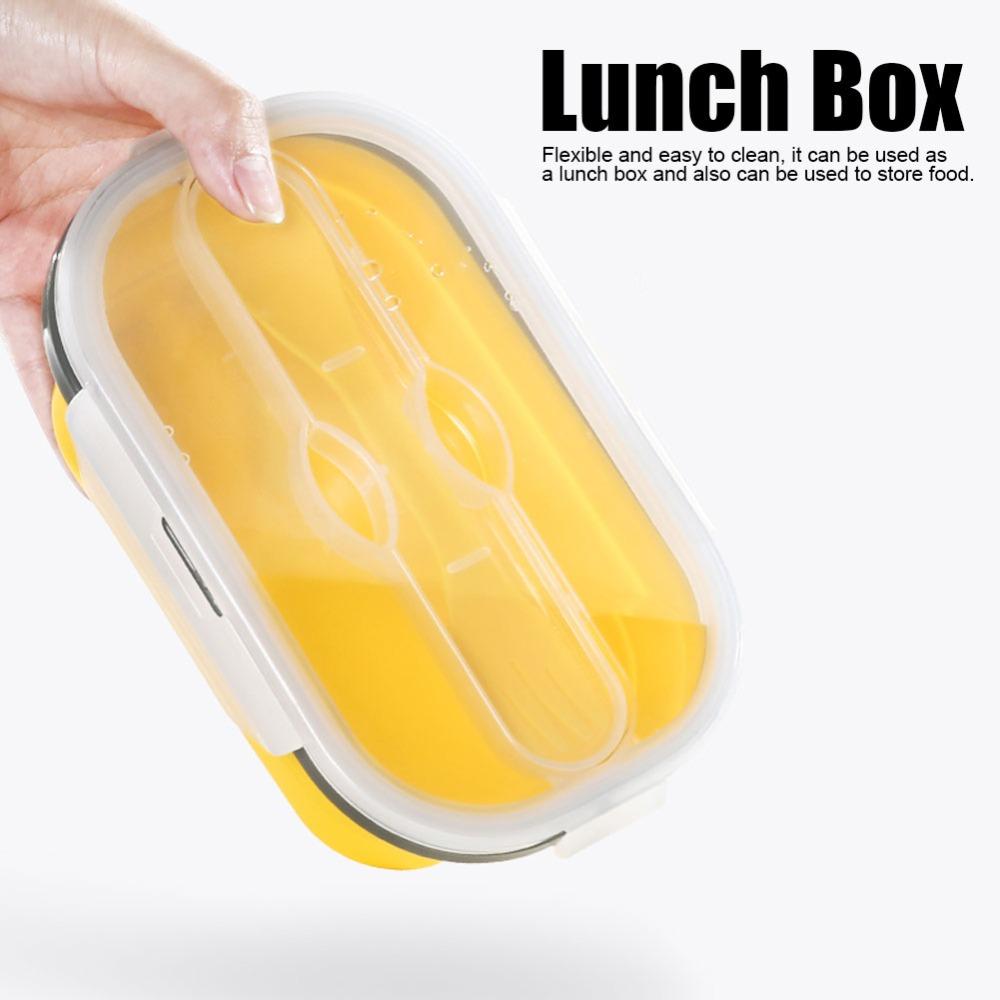 Microwave Safe Foldable Bento Box 800ml Bento Lunch Box Collapsible Food Container Outdoor Travel