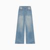 Pear Shaped Figure Milled White Large Size High Waist Wide Leg Jeans Women Washed Loose Do Old Trailing Floor Straight Trousers Long Denim Pants