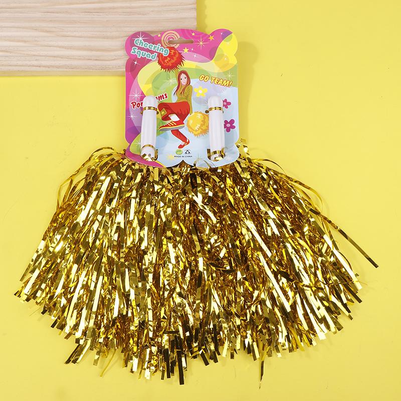 Stunning Pair of Non-Fading Metallic Cheerleading Pom Poms, Ideal for Kids and Adults, Brilliant for Sports and Dance Teams