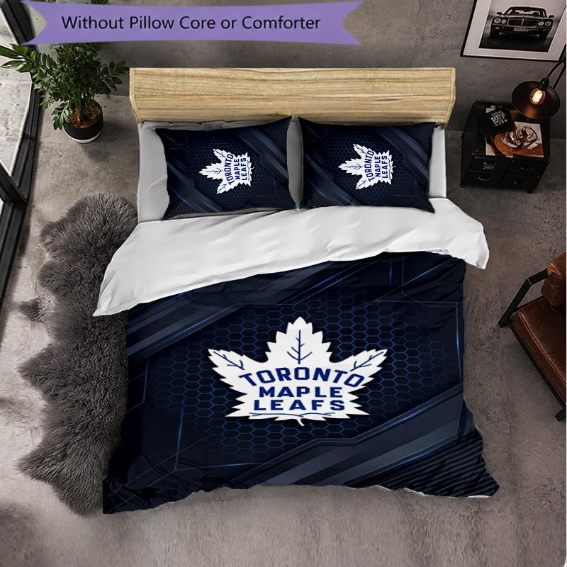 Toronto Maple Leafs Pattern Microfiber 3Pcs Bedding Set Decor Duvet Cover Set For Bedroom Home Use