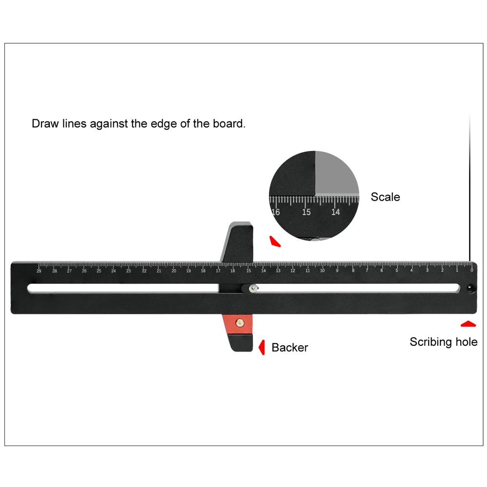 290 мм алюминиевый сплав деревообрабатывающий круглый чертежный линейка многофункциональный плотницкий измерительный инструмент
