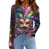 Женская модная свободная повседневная блузка с длинным рукавом и карнавальным принтом