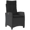 3 Piece Outdoor Dining Set with Cushions Black Poly Rattan