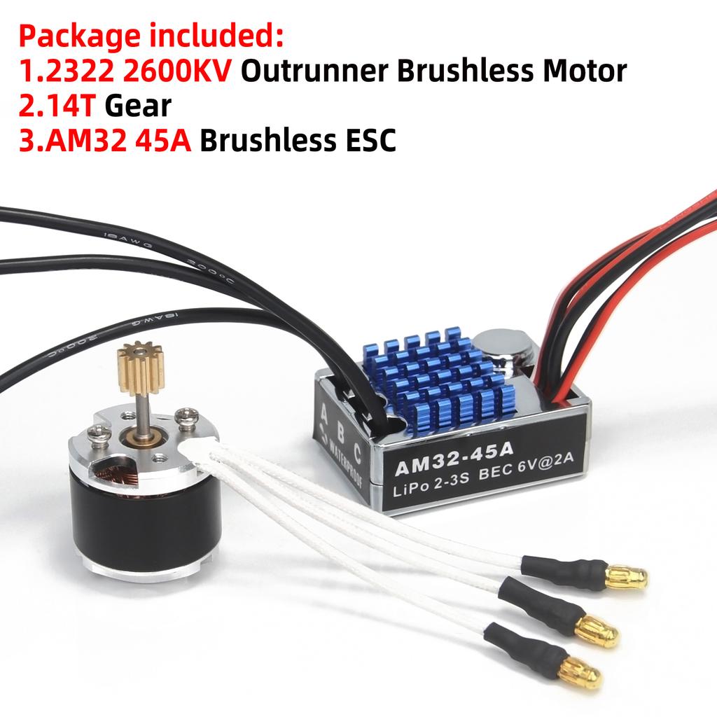 NEEBRC 2322 2600KV Внешний Бесколлекторный Двигатель AM32 45A ESC для 1/12 RC Машин MN82 MN99S MN168 MN78 Гусеничный Внедорожник Комплект Обновления Комбинированные Детали