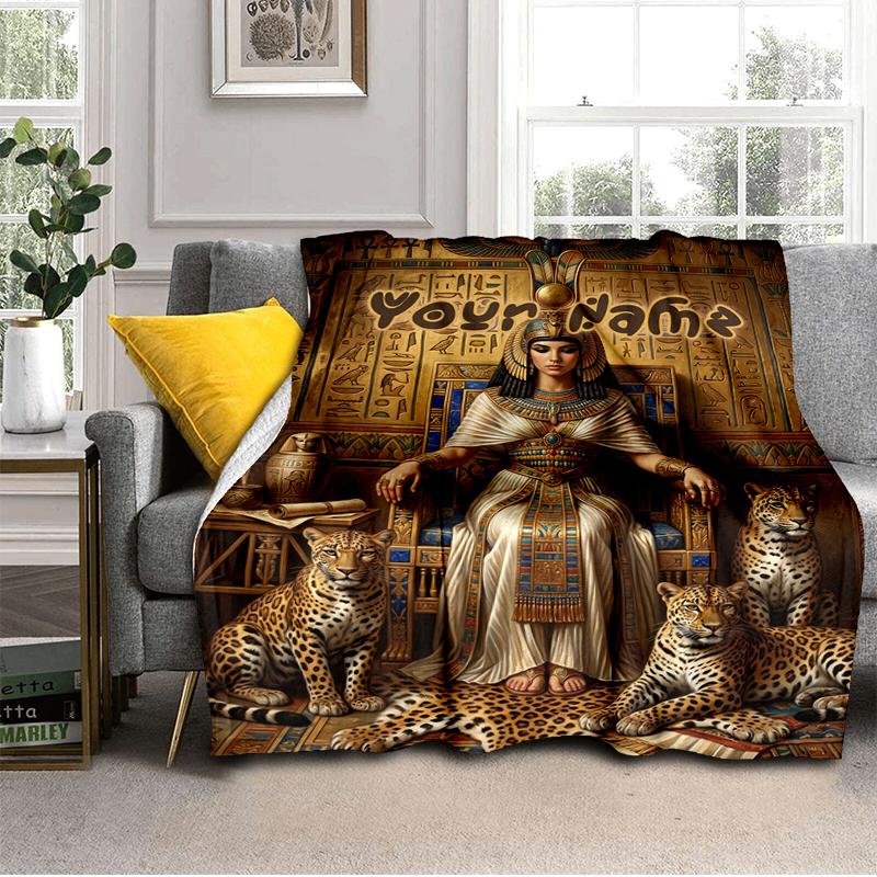 1PC Custom Name Ancient Egyptian Majesty blanket versatile,all-season throw suitable for the living room,bedroom,camping,travel,and gift