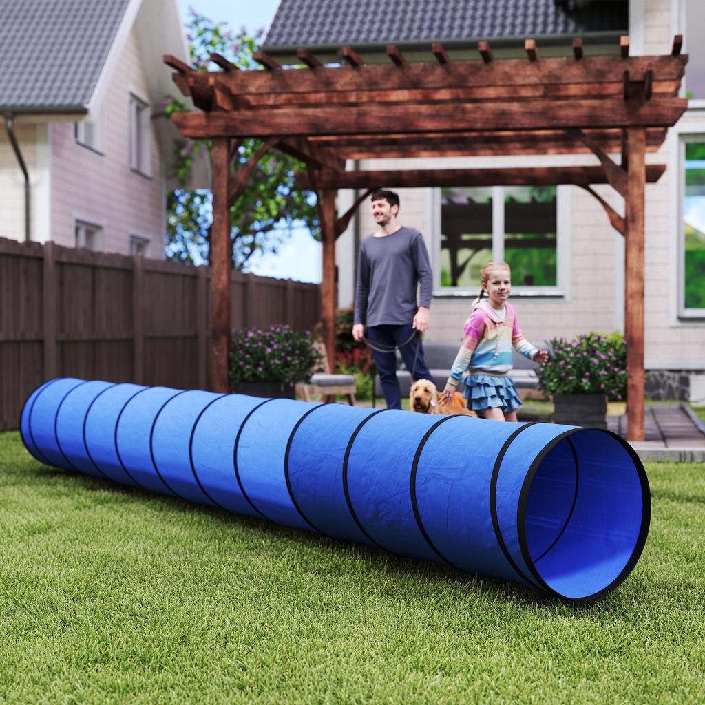 Dog Tunnel 500 X 60 Cm Foldable Play Tunnel With 6 Pegs And Bag Tear Resistant Outdoor Dog Agility Equipment Blue