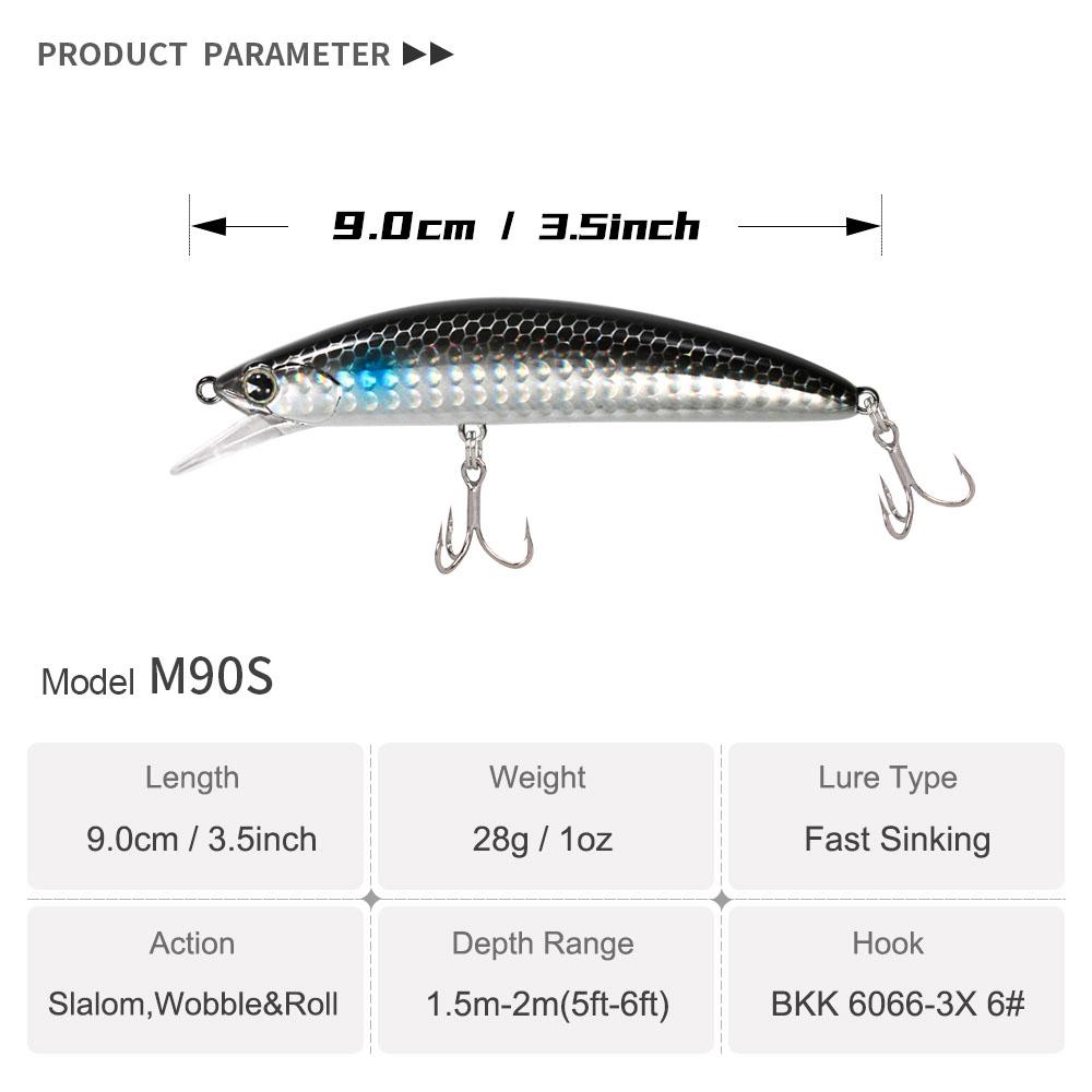 Jigging Pro 90мм 28г Светящиеся приманки-минноу ABS Приманка для рыбалки 3D глаз Жесткая приманка для пресноводной рыбы для морской лодки