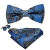 Barry.Wang Men Cravat Ties Jacquare Paisley/Floral/Striped Bow Tie Hanky Cufflinks Set Formal Casual