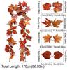 1.7m Red Autumn Maple Leaves Creative Fake Autumn Vines Maple Leaf Plant Decoration  Fall Decor