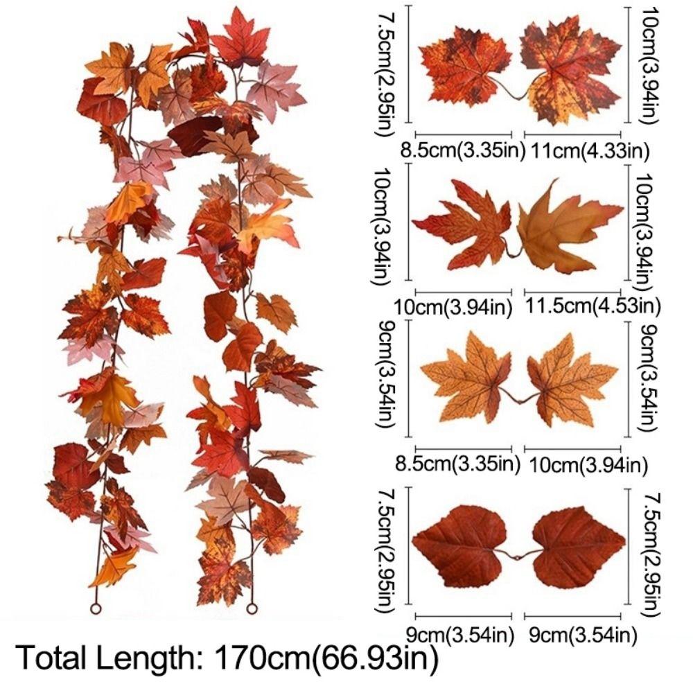 1.7m Red Autumn Maple Leaves Creative Fake Autumn Vines Maple Leaf Plant Decoration Fall Decor