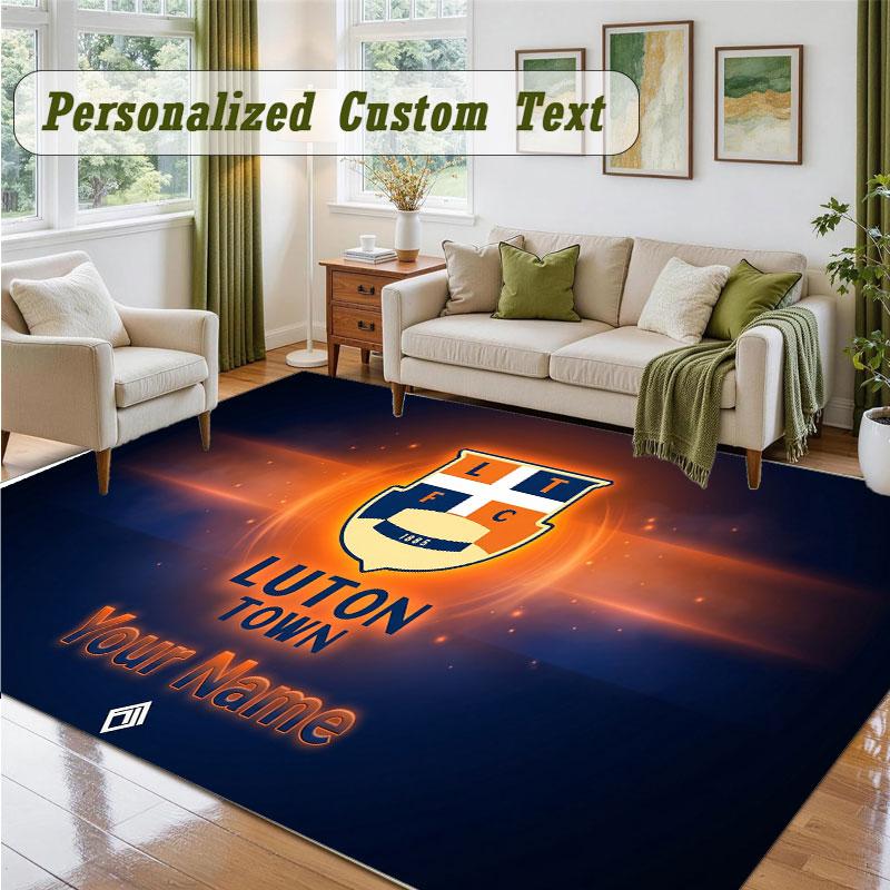 Crystal Velvet Square Rug Custom NameLuton Town Pattern Non Slip Home Floor Decor Rug