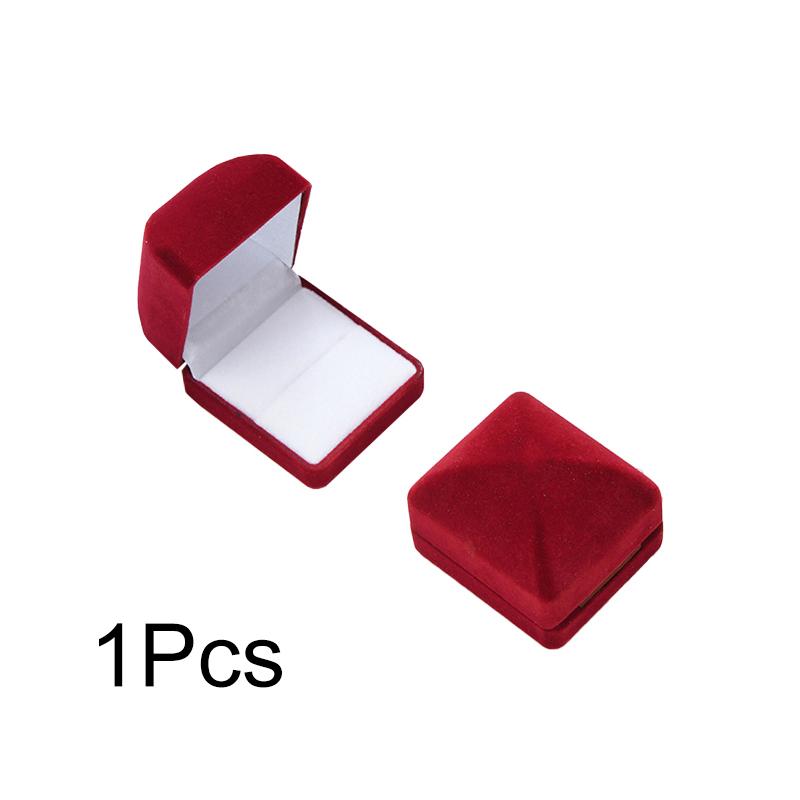 1 шт. Футляр для ювелирных изделий Однотонный Свадебный Модный Бархатный Органайзер для хранения Витрина Коробка для колец Подарок на помолвку