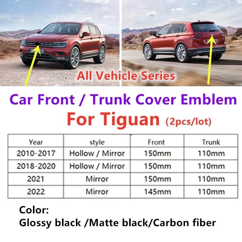 BGE1 2026 Hot For VOLKSWAGEN VW 2pcs Car Front Grill/Rear Emblem Lid Covers Logo Emblem Sticker For Tiguan 2010-2022 Car Emblem Cover AH0