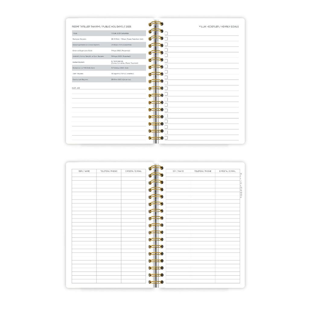 Спиральная твердая обложка Ежедневная повестка дня на 2025 год A5