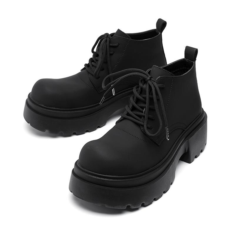 Дерби ботинки Мартин мужские 2024 новые короткие ботинки на толстой подошве для увеличения роста в британском стиле ретро кожаные ботинки тренд 18944-R