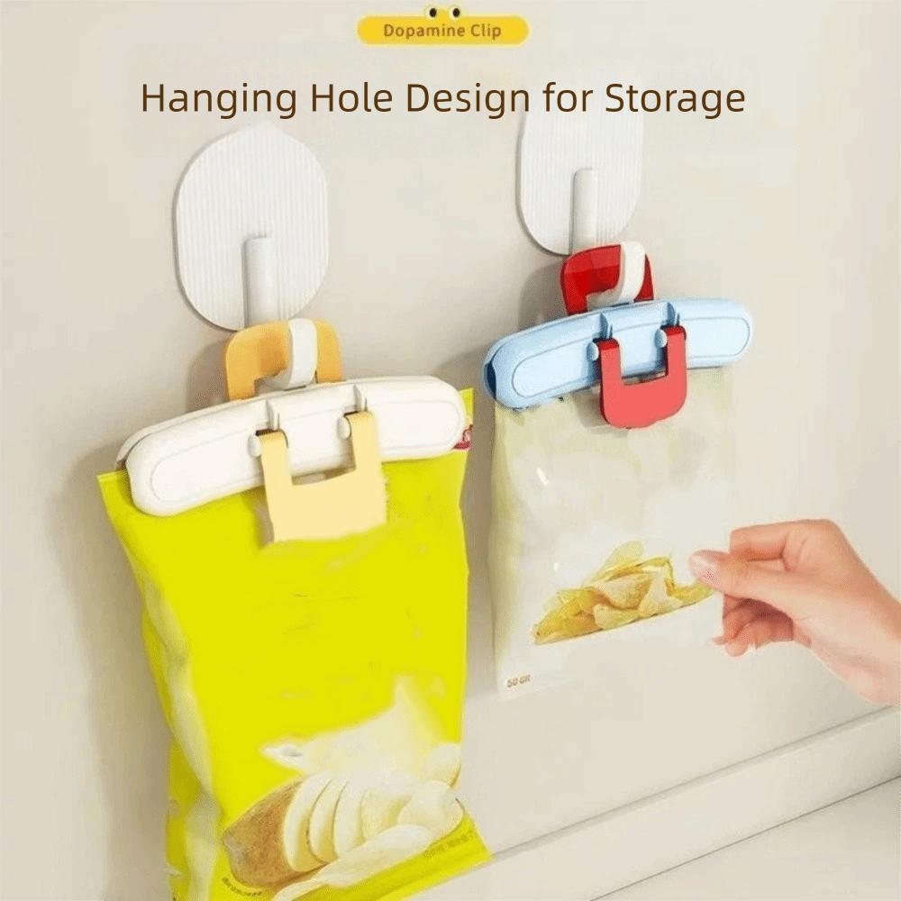 3 Pieces Dopamine Food Sealer Clip Wide Open Decorative Bag Sealing Clip Hanging Hole Moisture Proof Airtight Food Clip Kitchen