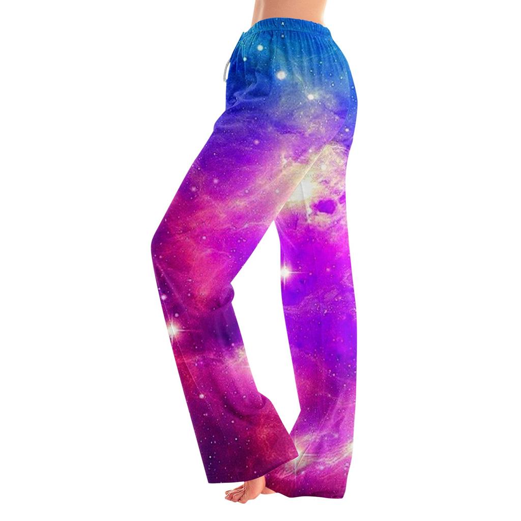 Женские пижамные штаны, одежда для сна, повседневные брюки с эластичной резинкой на талии, удобные прямые свободные брюки для йоги