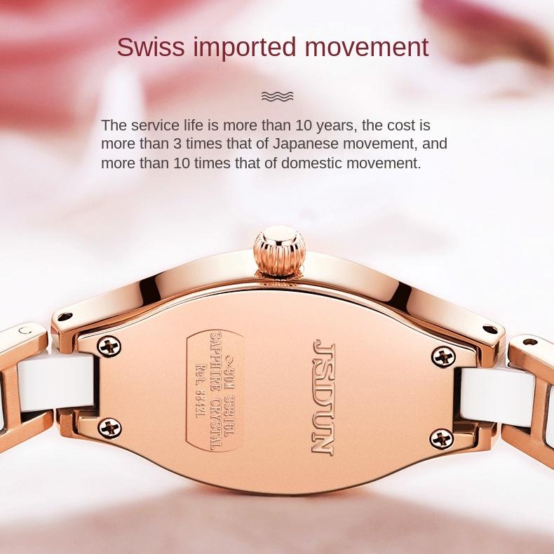 JINSHIDUN Brand Watches Swiss Watch Quartz Movement Fashion Waterproof Thin Women's Watch Women