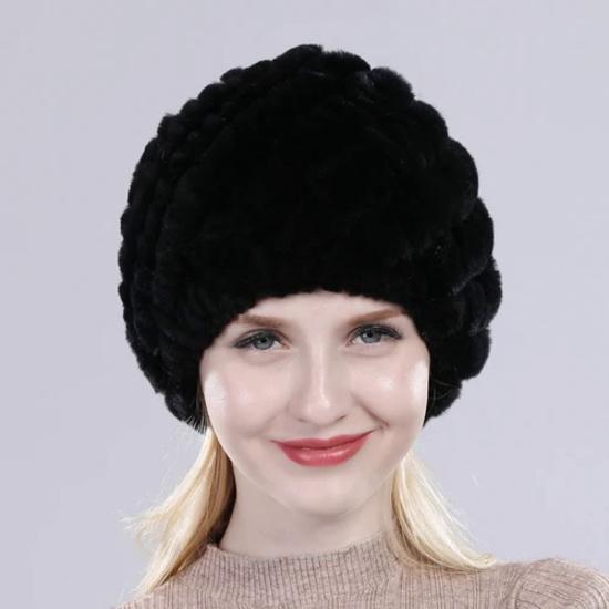 Женская шапка из 100% натурального меха кролика рекс, женская уличная шапка из меха кролика рекс