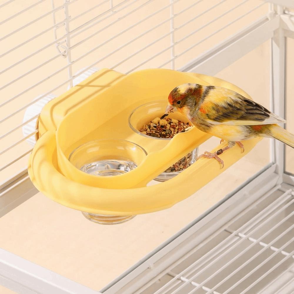 Splash-Proof Bird Water Food Bowl Stain-Resistant Bird Double-Compartment Bowl Cockatiels