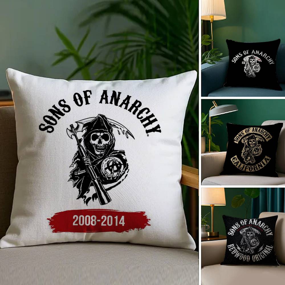 Крутая Наволочка S-Sons Of A-Anarchy для Дивана, Гостиной, Спальни, Квадратной Подушки, Подушки для Сна, Двусторонней Печатью