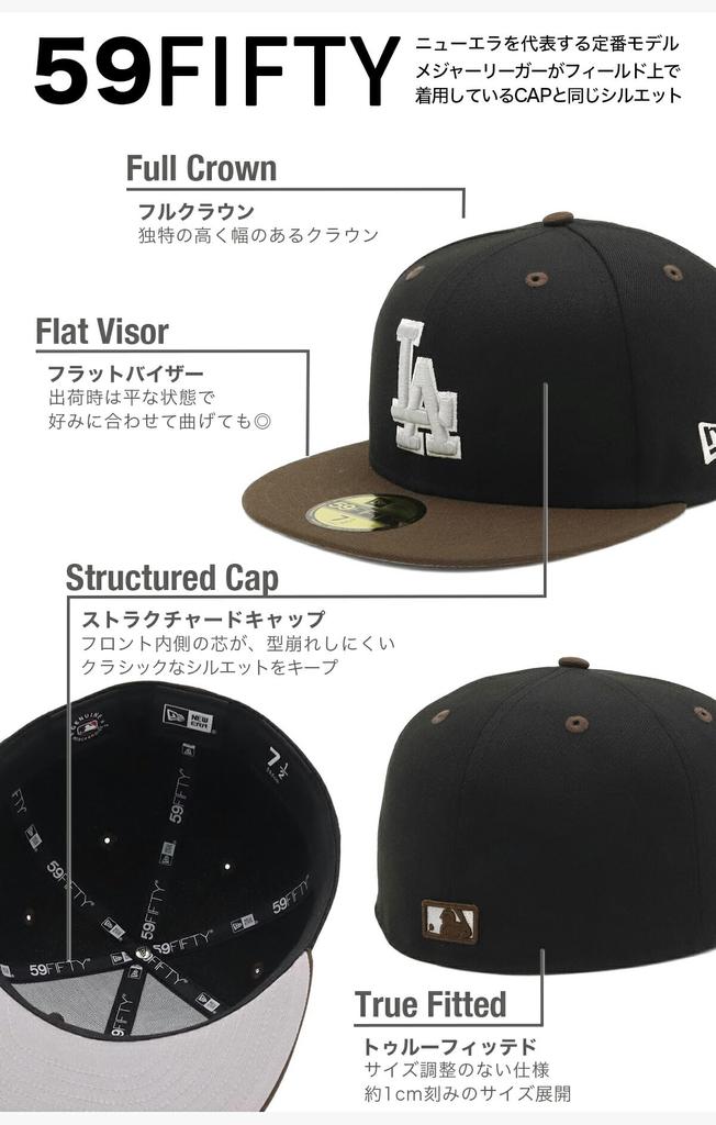 NEW ERA 59FIFTY Cap 71006980 NER36C2563 LA Black Walnut MLB ONSPOTZ Exclusive 2Tone Under Visor Los Angeles Dodgers Flat Visor Unisex