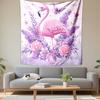 Pink Flamingo with Flowers and Stars Patterned Tapestry Decorative Wall Hanging, Home Bedroom Living Room Decor