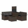 Sofa Set 6 pcs. 4 Seater Brown and Cream White