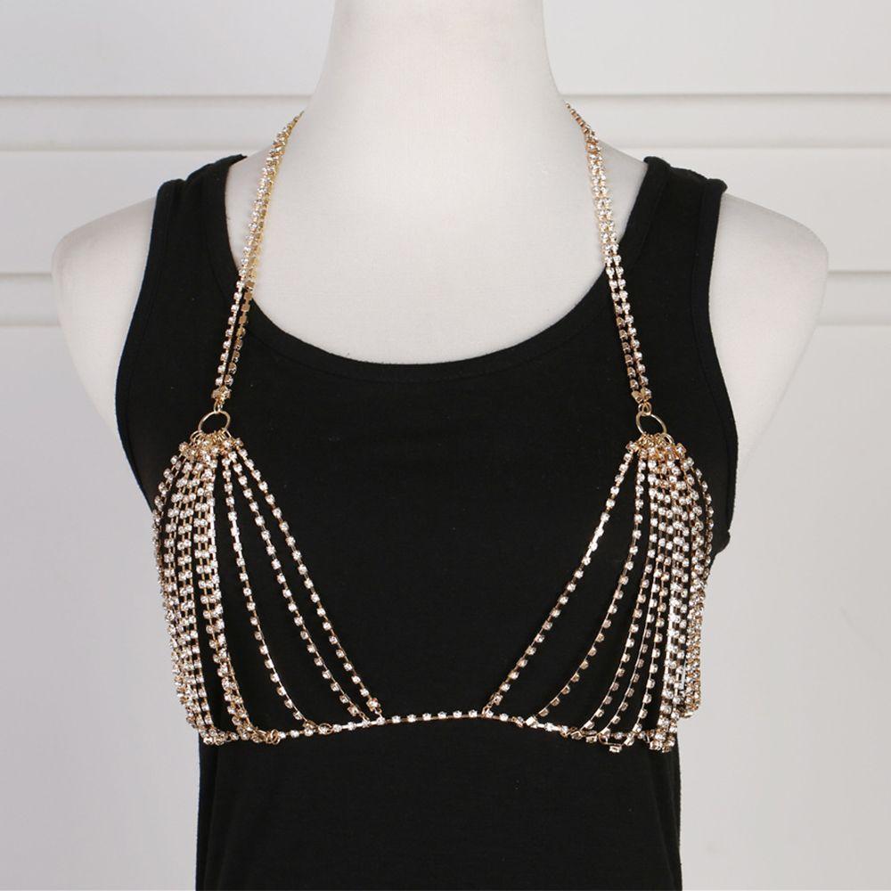 Сетчатая одежда для вечеринок Женская сексуальная Стразы Стильные Хрустальные Украшения Украшения для бюстгальтера Нижнее белье Бикини Цепочка