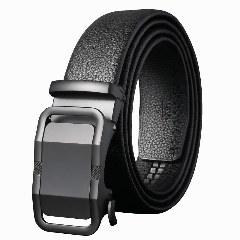 Men's Cowhide Belt Trendy Versatile Leather Belt Business Casual Automatic Buckle Middle Aged and Young Trousers Belt Men