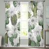 Green Cactus And White Flowers Sheer Curtains Bedroom Voile Curtain Living Room Window Sheer Curtains Kitchen Tulle Drapes