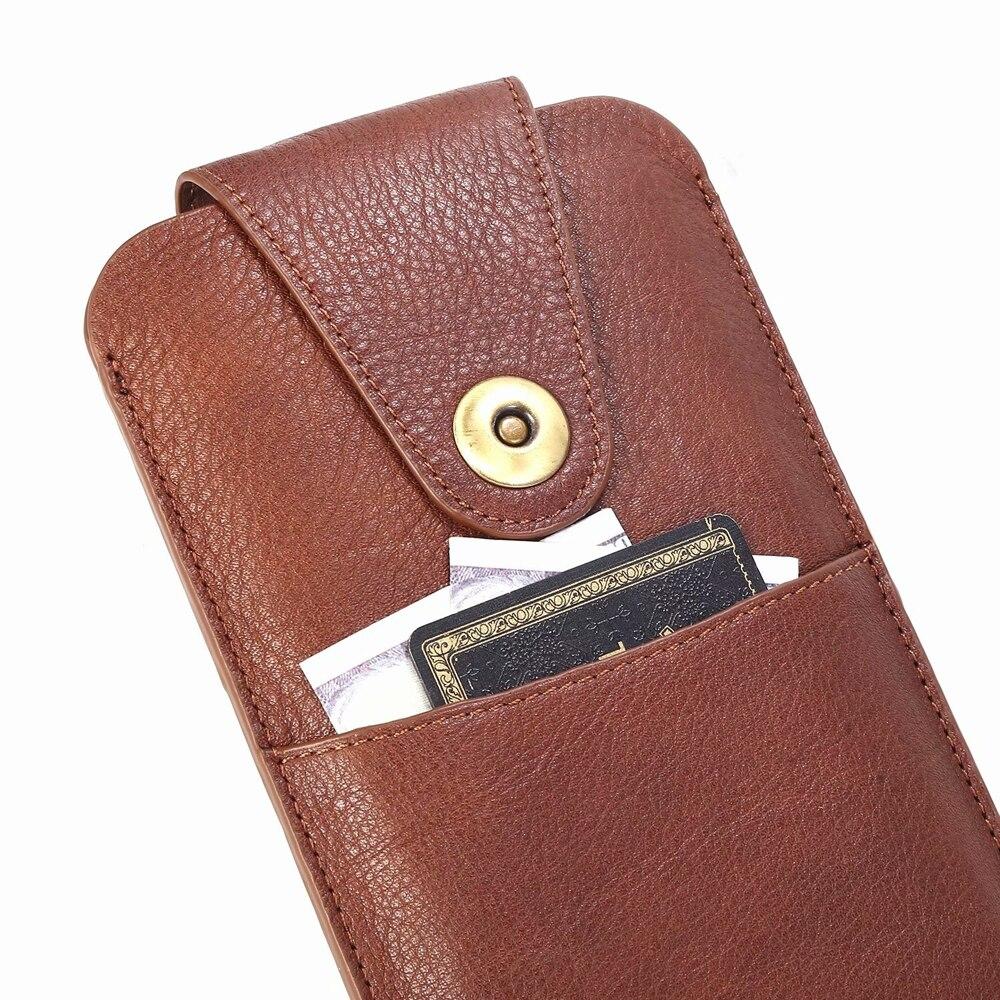 Universal Pouch Belt Clip Holster Case Genuine Leather Belt Phone Pouch For Samsung S21 Ultra S20 Plus Note 20 10 Pro Lite 9 Cellphone Protective Bag