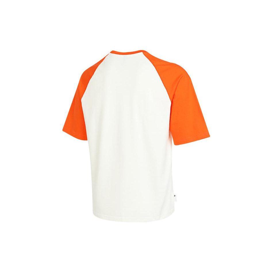 Adidas Letter Print Patchwork Contrast Training Casual Short Sleeve T-Shirt Men Tops Orange JI9820