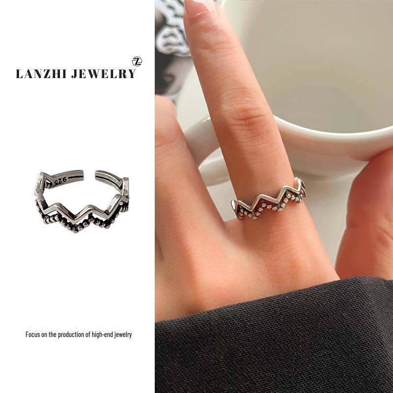 Тайское серебро Женское наборное кольцо - Серебро 925 пробы, Нишевый дизайн, Простые и универсальные украшения