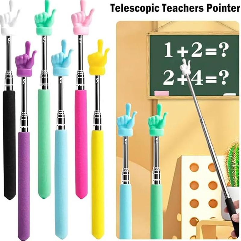 Retractable Teacher Pointer  Finger Design Stainlesssteel Telescopic Aids Teacher Supplies Blackboard Finger Teaching Tools