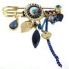[P8407] - Golden Blue 'Acapulco' Designer Brooch - 90x75 Mm